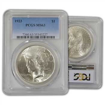 1923 Peace Dollar-Philadelphia-PCGS 63