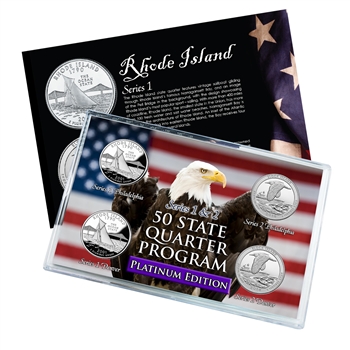 Rhode Island Series 1 & 2 - Four Piece Quarter Set - Platinum Plated