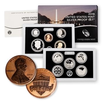 2019 US Proof Set (10 pc)-Silver + W Reverse Proof Cent