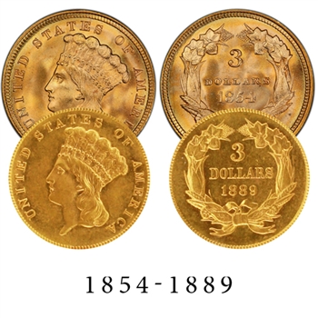 $3 Indian Princess Gold (1854 to 1889)