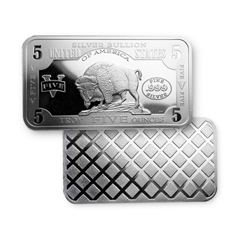 1901 $10 Bison Bar-5 oz .999 Silver