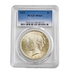 1925 Peace Dollar-Philadelphia-PCGS 64