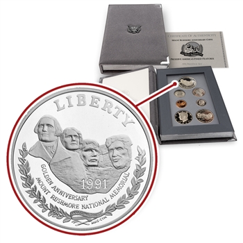 1991 Prestige Proof Set-Mount Rushmore Dollar