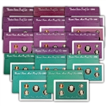 Last of the Eagle Rev Proof Sets - Purple & Green - 1984 to 1998