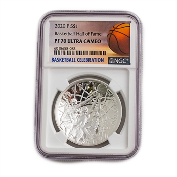 2020 Basketball HOF Silver Dollar - Proof - NGC 70