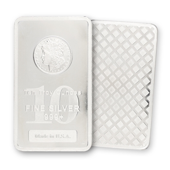 10 Ounce Silver Bar-Morgan Dollar-.999 Fine Silver