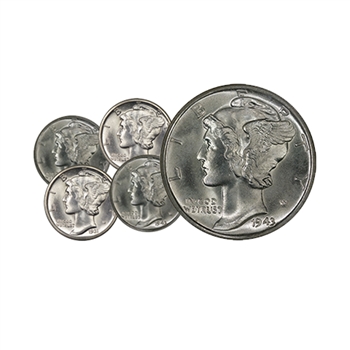 Mercury Dime 5 Pack-5 for $35-Uncirculated
