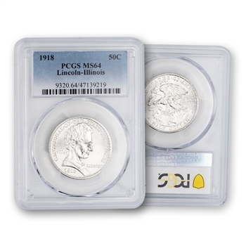 1918 Lincoln - Illinois Half Dollar - PCGS 64