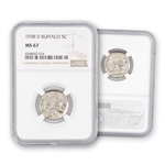 1938 Buffalo Nickel - D - NGC 67