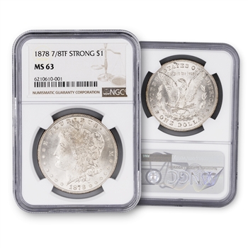 1878 Morgan Dollar-7 over 8 Tail Feather-NGC 63 Strong