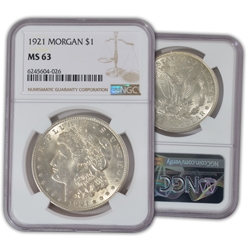 1921 Morgan Dollar-Philadelphia-NGC 63