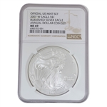 2007 Silver Eagle-Burnished-Annual Dollar Set-NGC 69