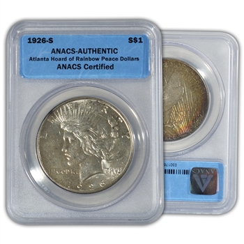 1926 Peace Dollar - S - Rainbow Toning ANACS