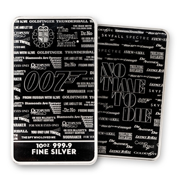 2020 Great Britain James Bond 007 Silver Bar - 10oz