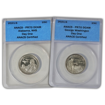 2021 Tuskegee & Washington Quarters - Proofs - ANACS 70 Day 1