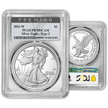 2021 Silver Eagle - Type 2 - Premier - PCGS 70