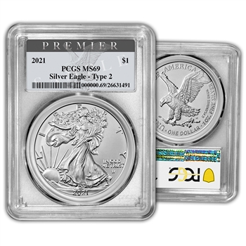 2021 Silver Eagle - Type 2 Uncirculated - PCGS MS69