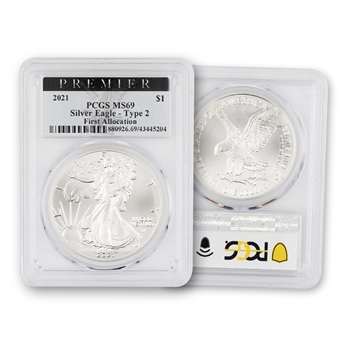 2021 Silver Eagle-Type 2-1st Allocation-Premier-PCGS 69