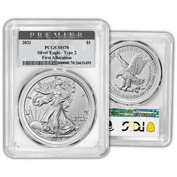 2021 Silver Eagle - Type 2 - 1st Allocation - Premier - PCGS 70