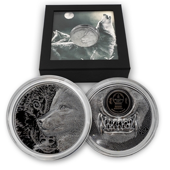 2021 Mongolia Mystic Wolf - 2 oz Silver - Black Proof