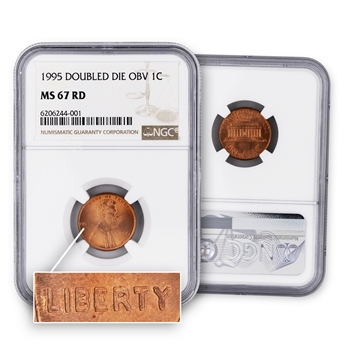 1995 Lincoln Cent - Double Die Error - NGC 67 Red