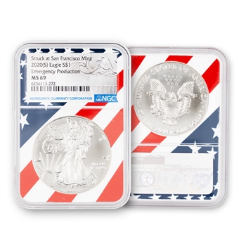 2020 Silver Eagle-S Mint Emergency-Flag Core-NGC 69