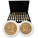 1999 to 2009 50 State Quarter Collection with Display Album-Gold Layered-56 coins