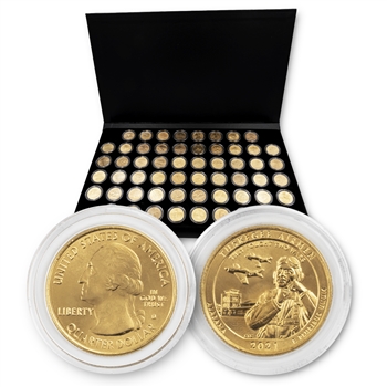 2010 to 2021 National Park Quarter Collection with Album Display-Gold Layered-56 coins