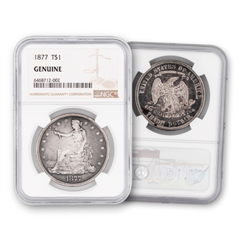 1877 Trade Dollar-Philadelphia-NGC Genuine