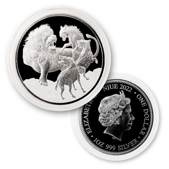 2022 Niue Apex Predators 1oz Silver #1 - Lion vs Hyenas