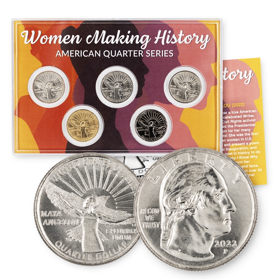 2022 Women Making History - 5 piece Set - #1 Maya - Philadelphia, Denver,  and San Francisco Mint - Gold and Platinum