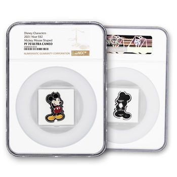 2021 Mickey Mouse Silver Shaped Coin - 1 oz Silv PF NGC 70