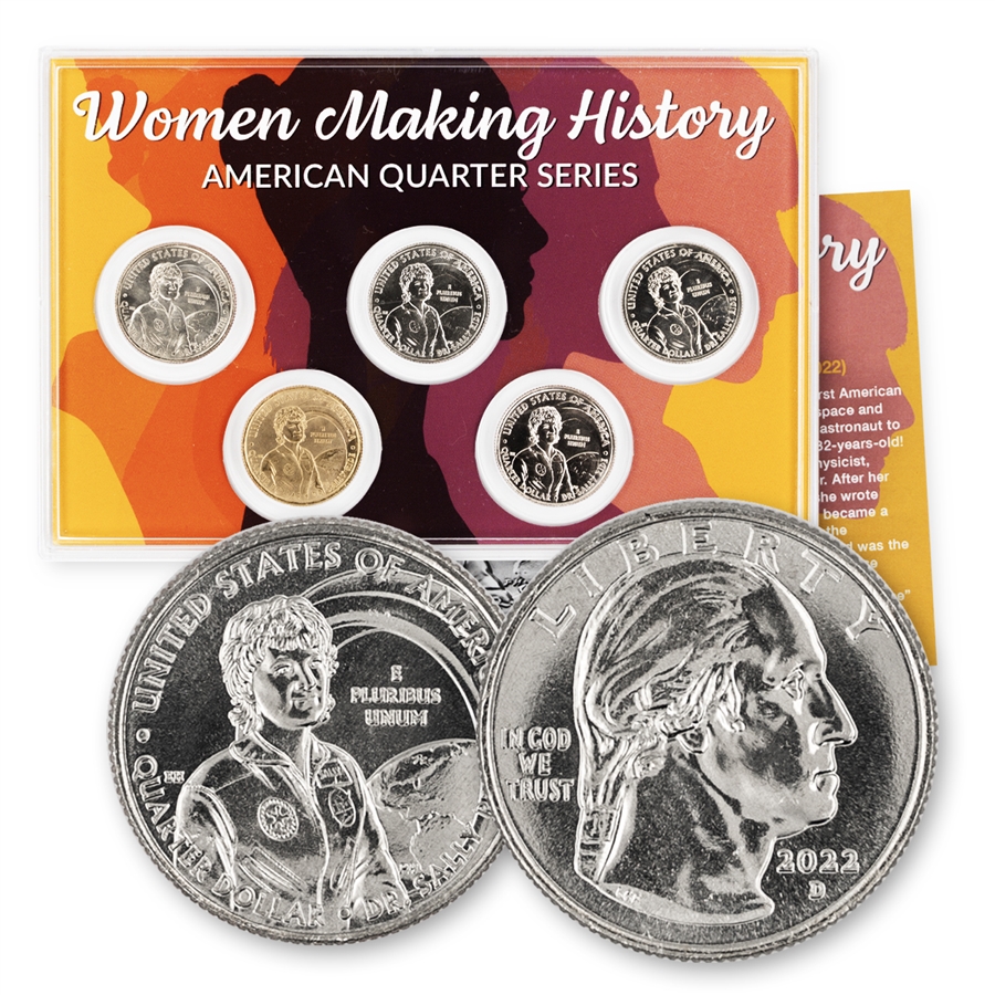 2022 Women Making History - 5 piece Set - #2 Sally - Philadelphia, Denver,  and San Francisco Mint - Gold and Platinum