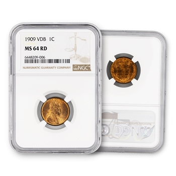1909 Lincoln Cent-VDB-NGC 64 Red