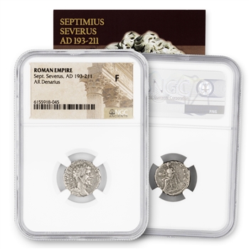 Roman Silver Denarius-Septimius Severus-NGC Fine