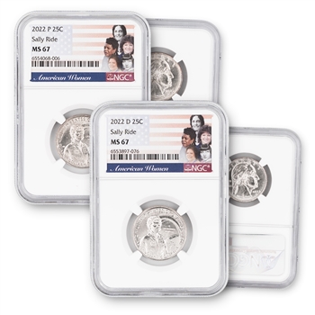 2022 Sally Ride Quarter - P & D 2pc Set - NGC 67