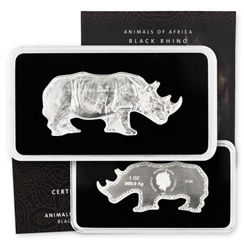 2022 SI African Black Rhino - 1oz Shaped Silver - AOA