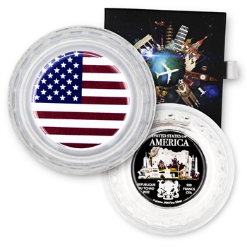 2022 Silver USA Flag Bottle Cap Coin-OGP