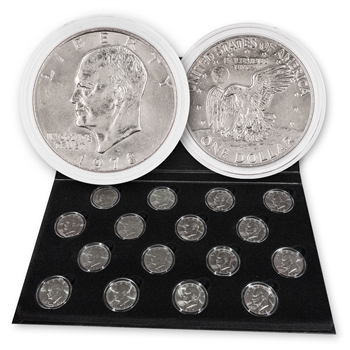 71-78 Eisenhower Dollars with Album Display-Philadelphia and Denver Mint-Uncirculated