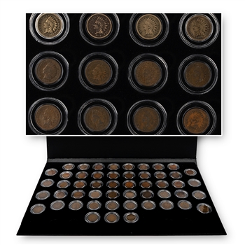 50 Years of Indian Cents with Album Display-1859 to 1909-52 coins