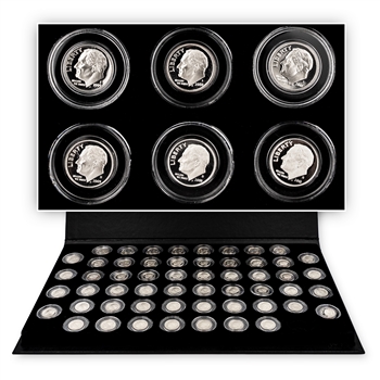 Roosevelt Dimes with Album Display-1968 to 2022-San Francisco Mint-Proofs-55 coins