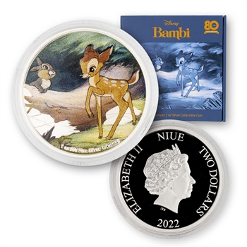 2022 Disney 80th Anniversary-Bambi and Thumper 1oz Silver