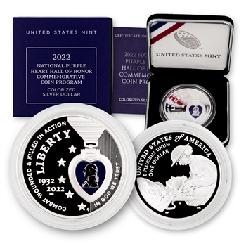 2022 Purple Heart Silver Dollar - Colorized (OGP)