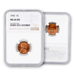 1955 Wheat Cent - P - NGC 66 Red