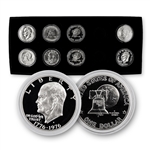 All the Bicentennial Ikes with Display-8 piece with Type 1 and Type 2