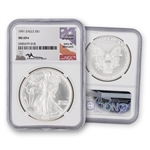 1991 Silver Eagle-NGC 69 Star-Mercanti Signature