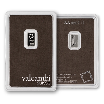 1 Gram Platinum Bar-Valcambi w/ Card