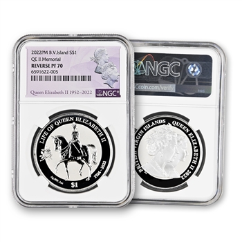 2022 BVI 1oz Silver-Life of Queen Elizabeth-NGC 70