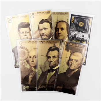 Gold Foil Notes-6 pc Set w/ Bonus-New Currency Design