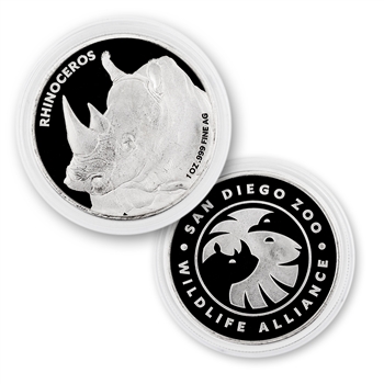 1 Ounce Silver Round-San Diego Zoo-Rhinoceros